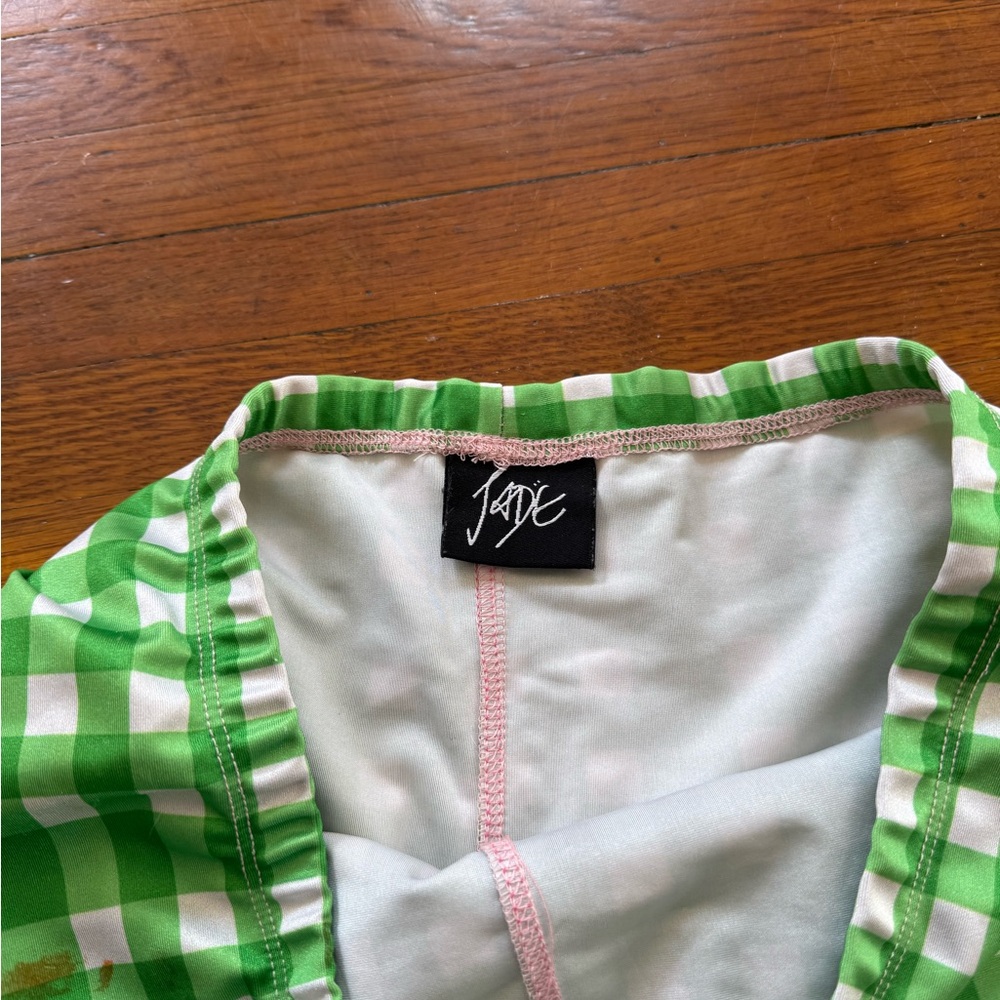 🍏 Green Gingham Bike Shorts - Picture 3 of 6